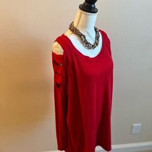 Notations Red Women's Blouse with Cut-Out Sleeves